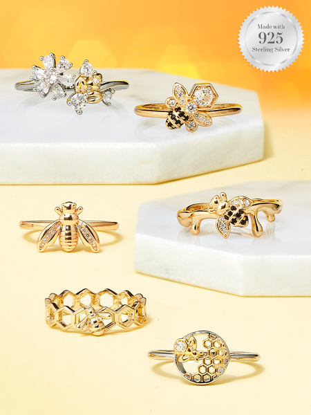 Bee My Honey Candle - 925 Sterling Silver Bee Ring Collection
