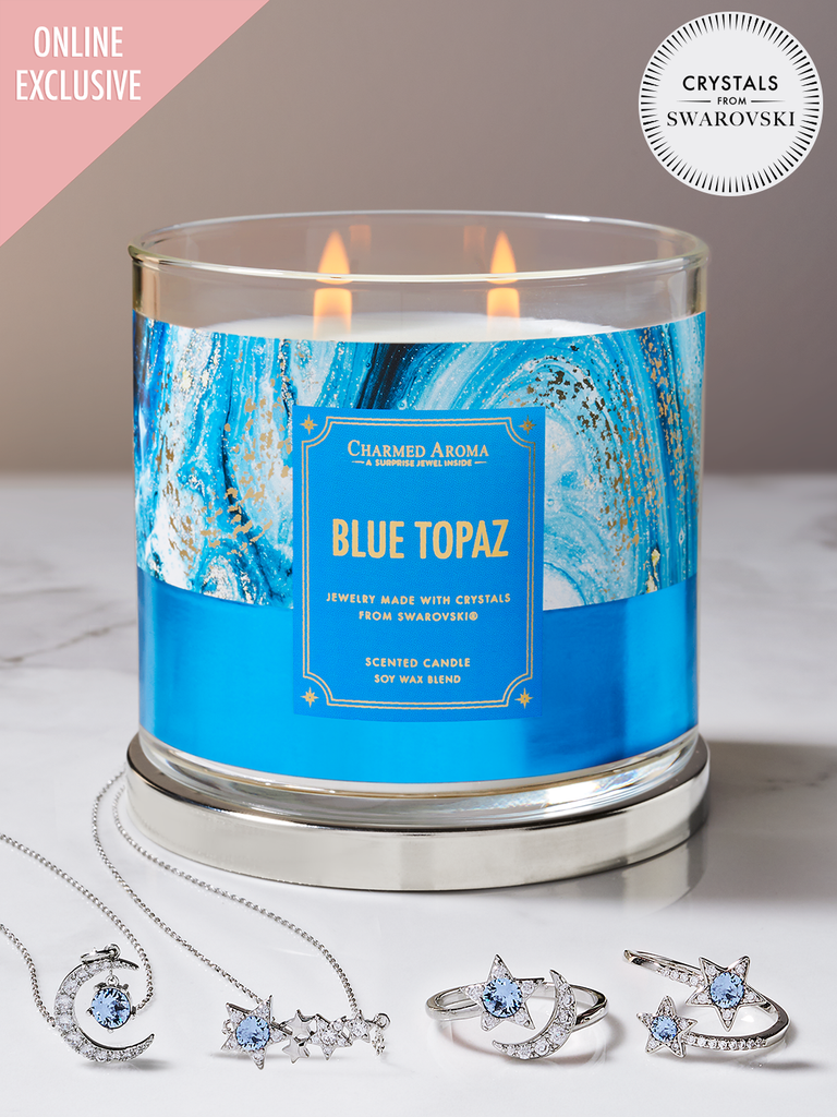 Blue Topaz Candle - Blue Topaz Jewelry Collection Made With Crystals From Swarovski®