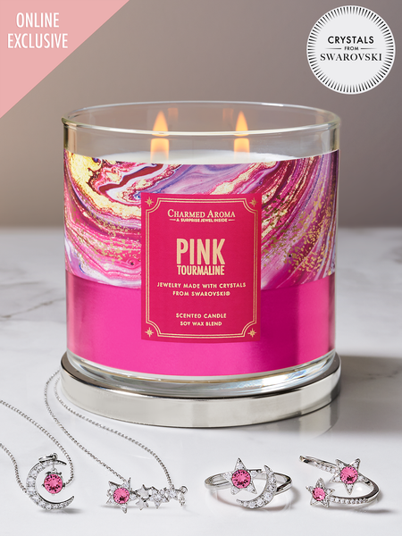 Pink Tourmaline Candle - Pink Tourmaline Jewelry Collection Made With Crystals From Swarovski®