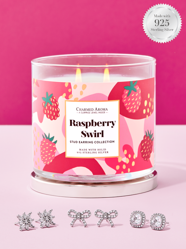 Raspberry Swirl Candle - 925 Sterling Silver Stud Earring Collection