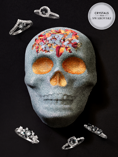 Charcoal Skull Bath Bomb - Midnight Silver Ring Collection Made with Crystals from Swarovski®