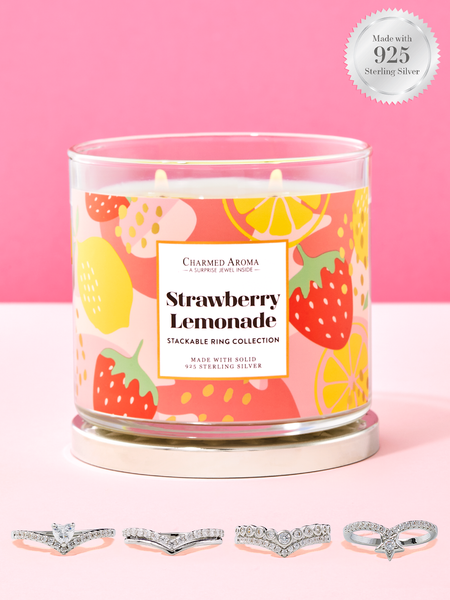 Strawberry Lemonade Candle - 925 Sterling Silver Wishbone Ring Collection