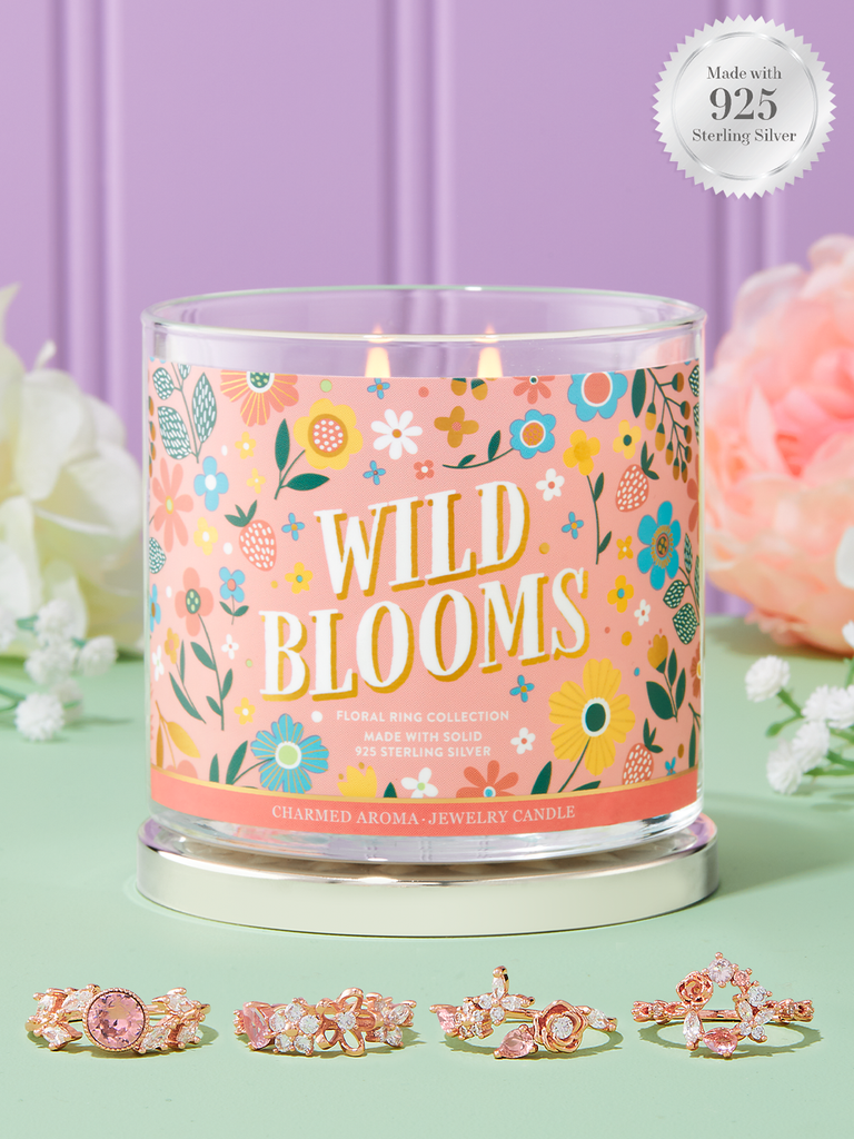 Wild Blooms Candle - 925 Sterling Silver Floral Ring Collection