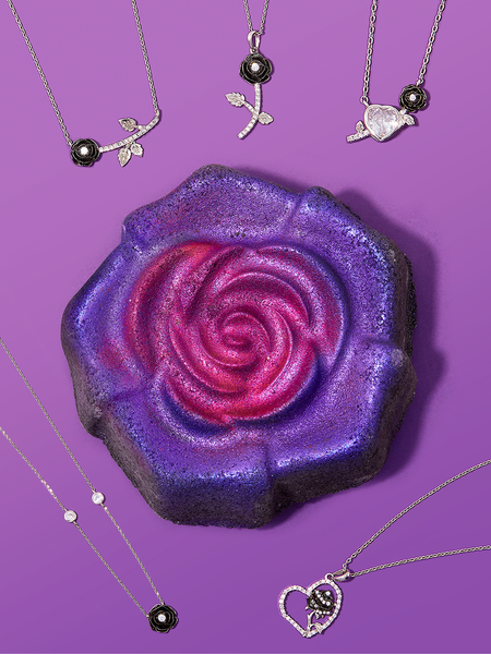 Midnight Shimmer Rose Bath Bomb - Black Rose Necklace Collection